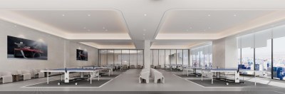 现代乒乓球室3D模型下载